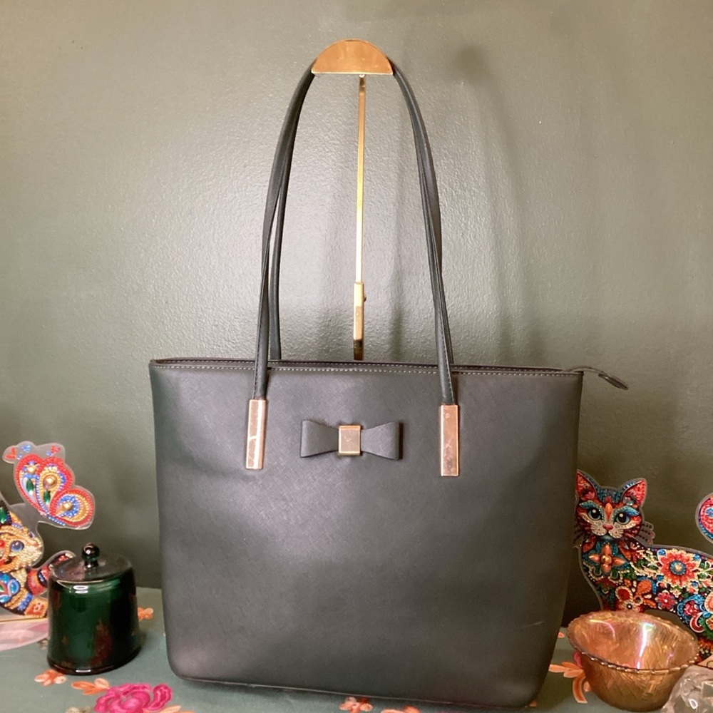 Chic Dark Emerald‎ Green Tote Bag with Bow Detail